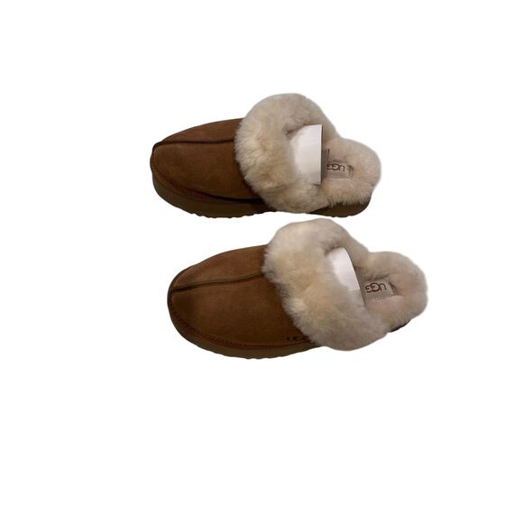 Women's UGG Brand Disquette Platform Slippers Shoes Size 9 Chestnut 1122550 New - Picture 1 of 6